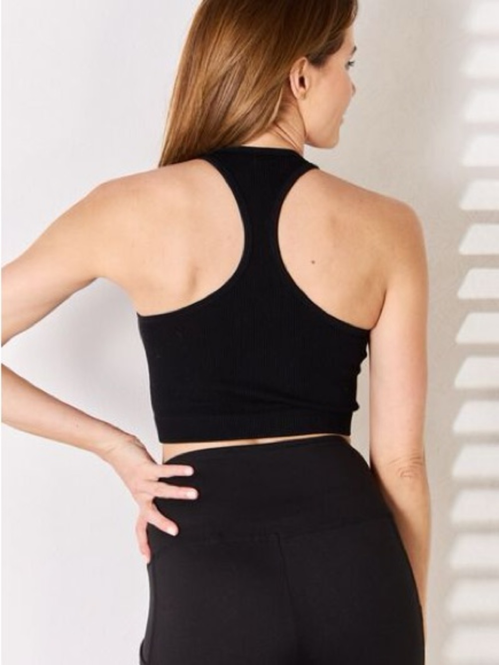 Zenana ribbed, seamless nylon racerback crop tank NEW- no padding - Picture 5 of 8